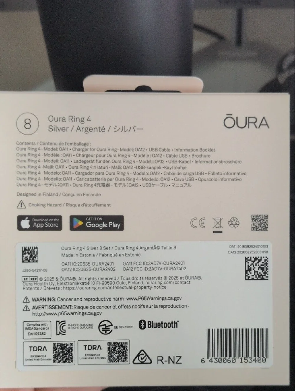 Oura Ring 4 Silver Finish